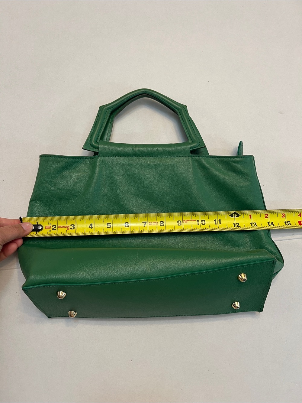 ANNA PAOLA EMERALD GREEN LEATHER BONNIE TOTE TOP HANDLE BAG GOLD HARDWARE - Picture 11 of 16